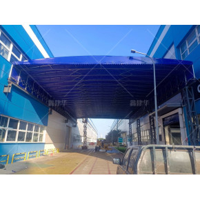 湖北悬空电动伸缩雨棚 堆放货物 不占空间