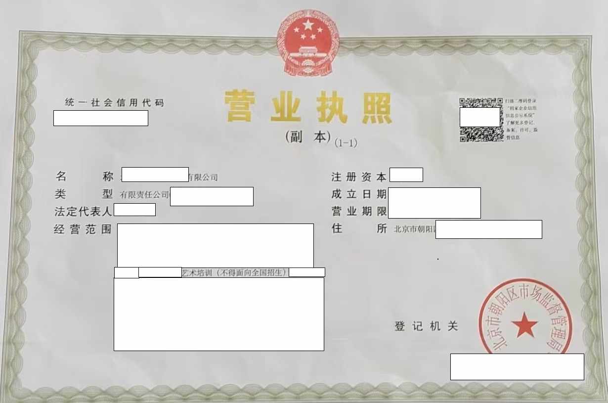 转北京朝阳区艺术培训公司收购各区营业执照